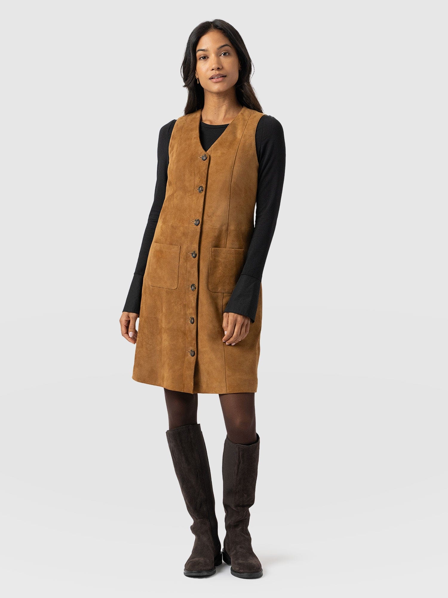 Luther Suede Mini Dress - Camel - Women's Dresses | Saint + Sofia® EU
