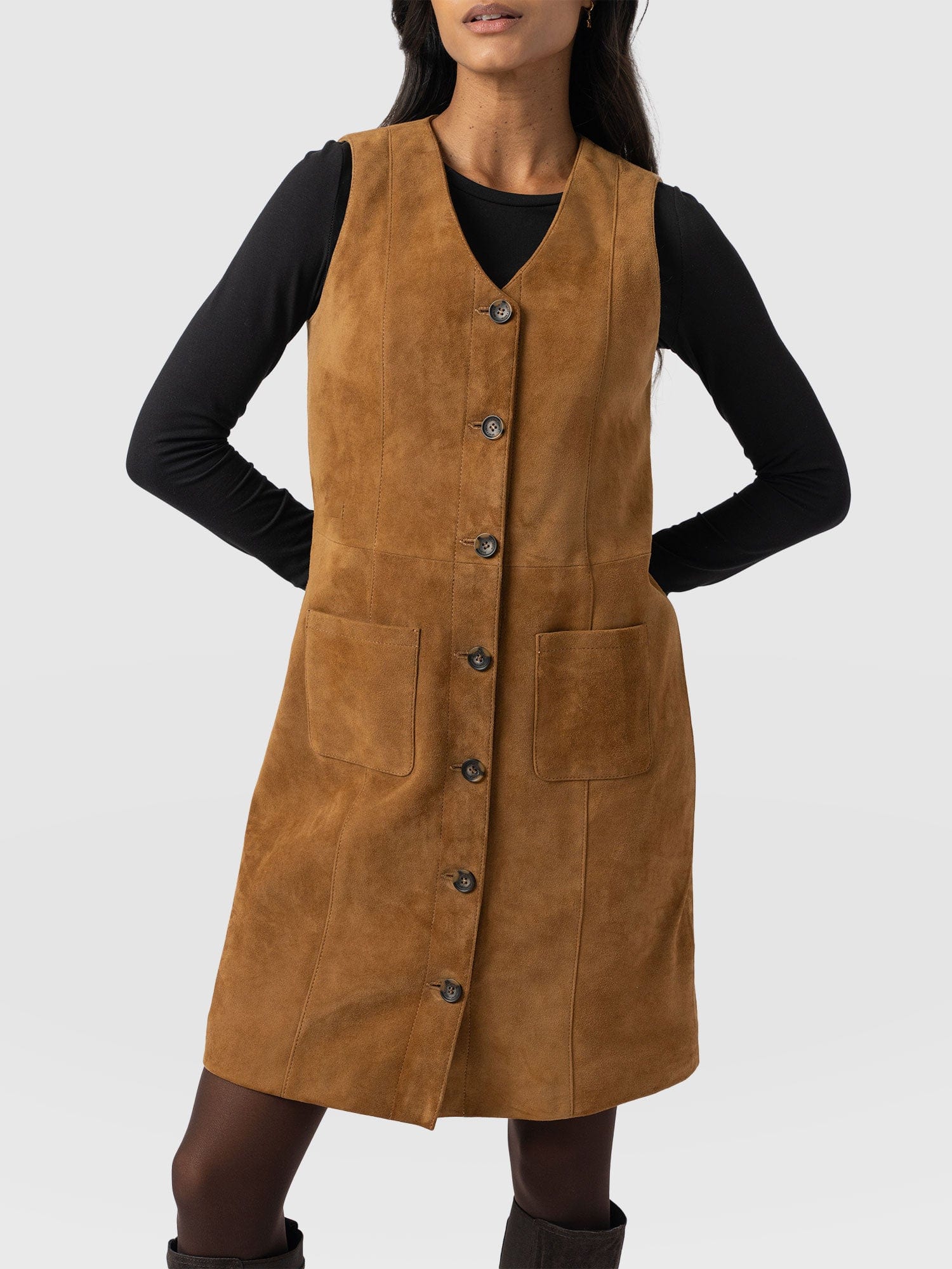 Luther Suede Mini Dress - Camel - Women's Dresses | Saint + Sofia® EU