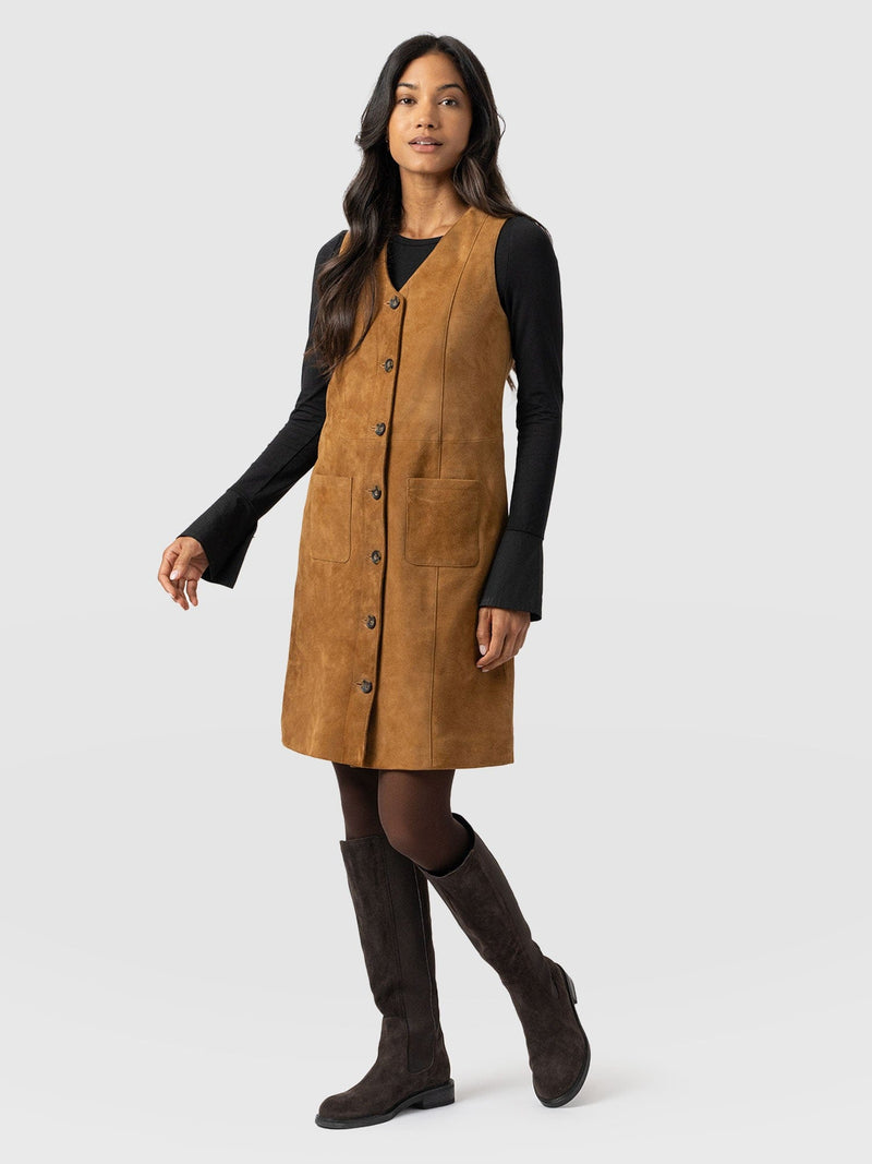 Luther Suede Mini Dress - Camel - Women's Dresses | Saint + Sofia® EU