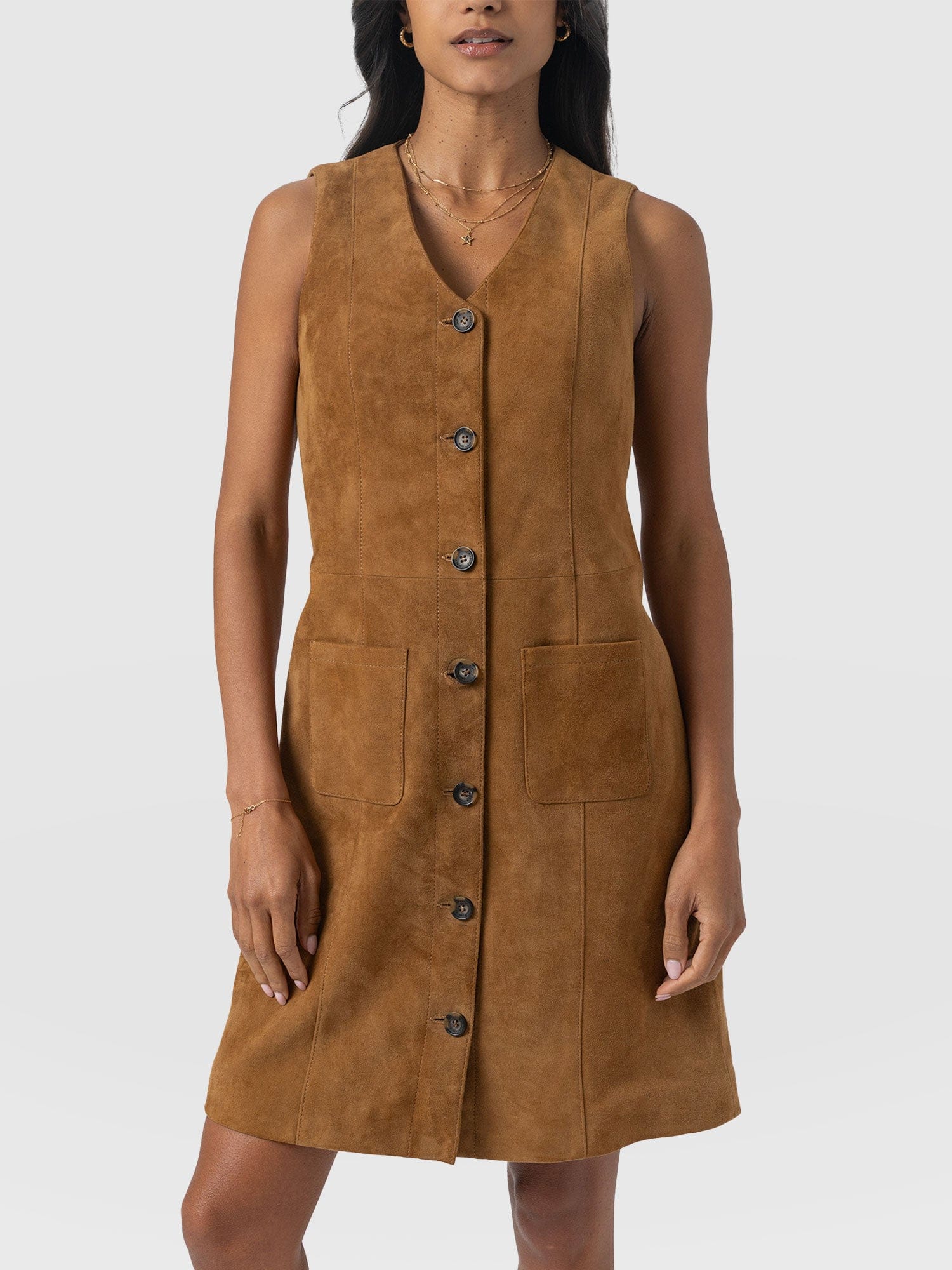 Luther Suede Mini Dress - Camel - Women's Dresses | Saint + Sofia® EU
