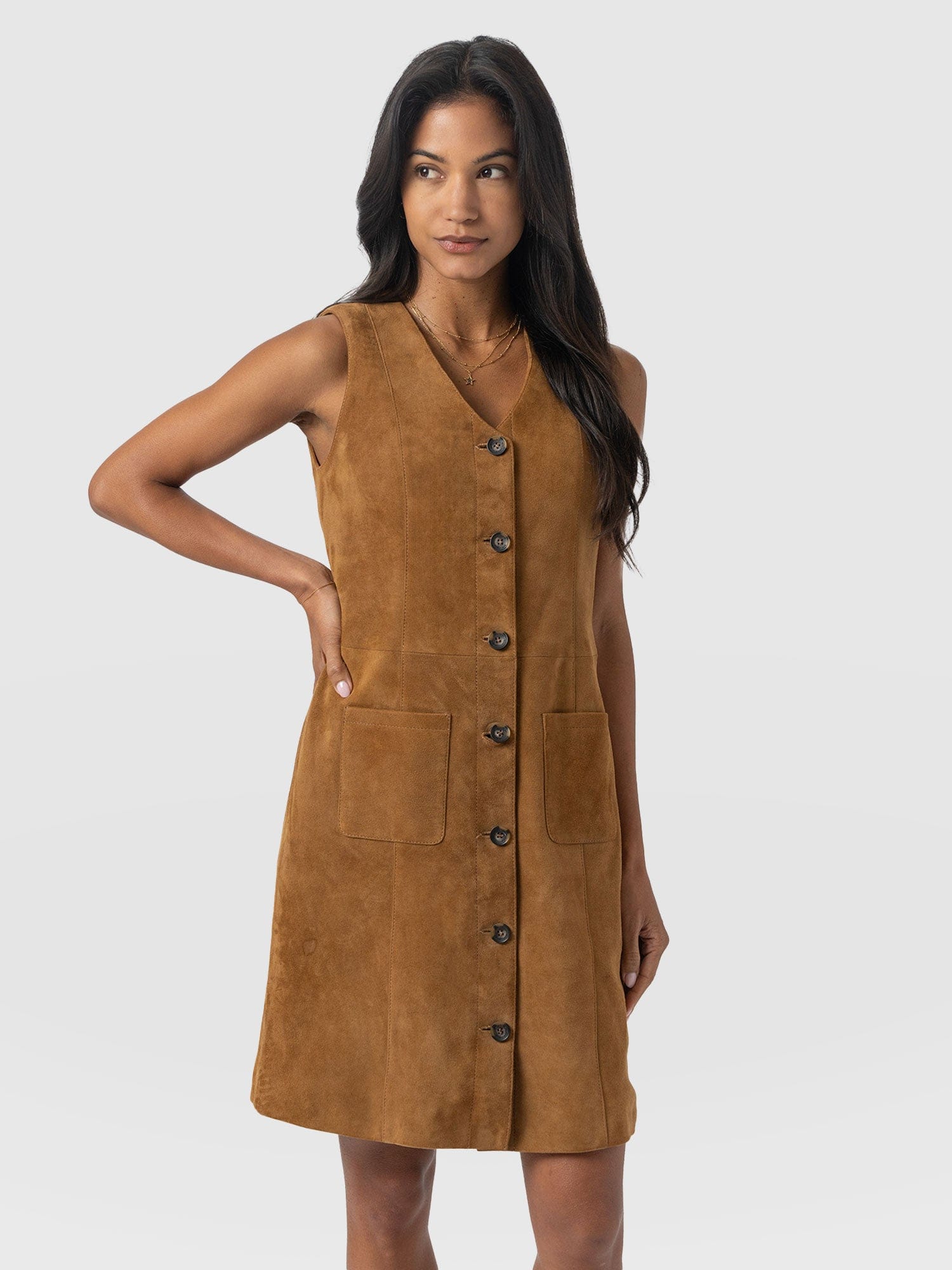 Luther Suede Mini Dress - Camel - Women's Dresses | Saint + Sofia® EU