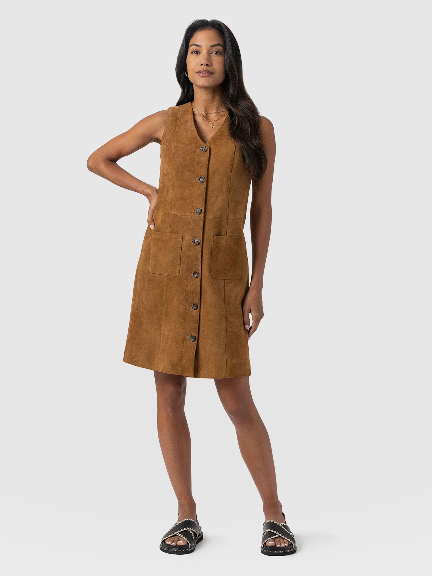 Luther Suede Mini Dress - Camel - Women's Dresses | Saint + Sofia® EU