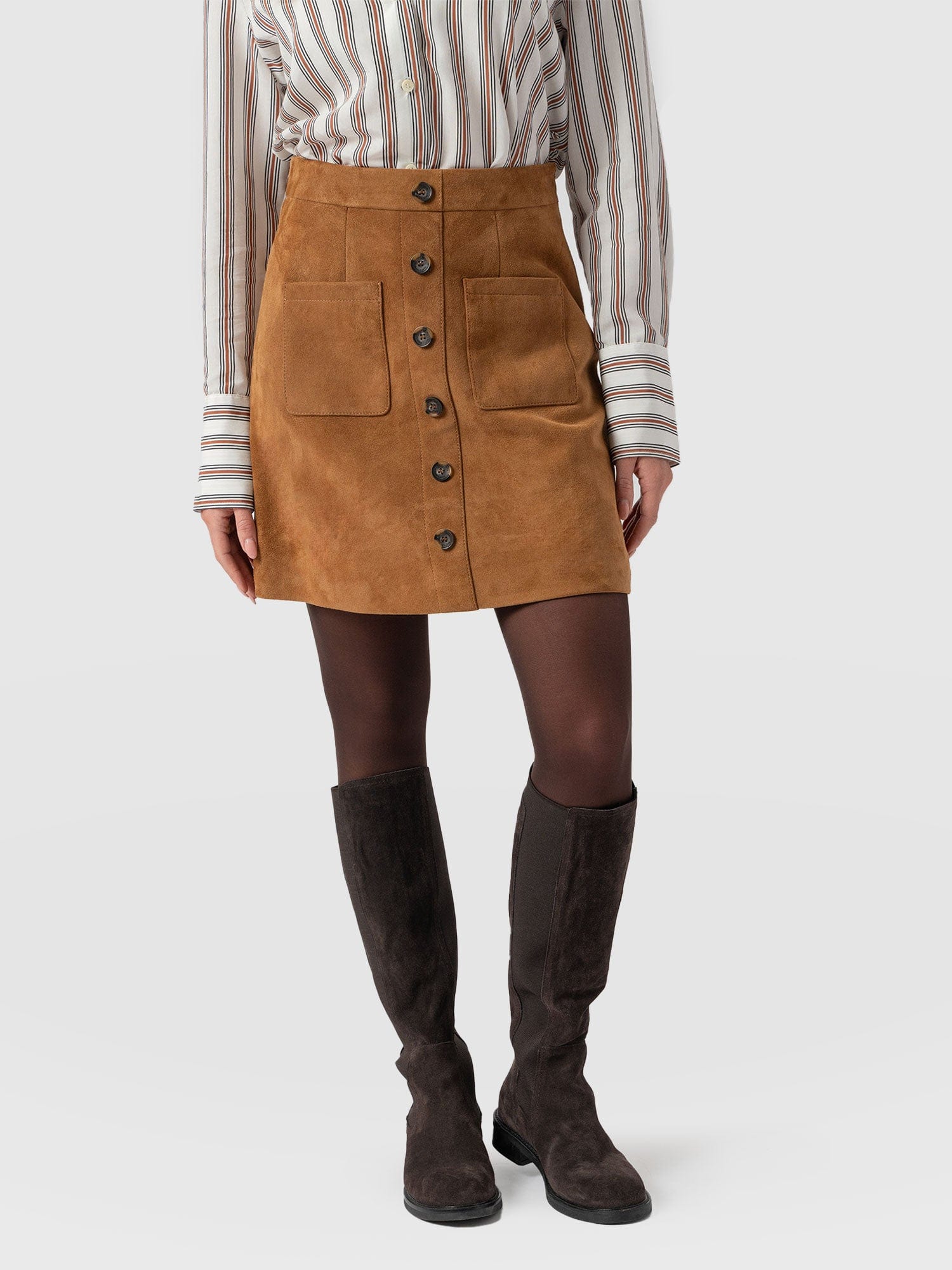 Luther Suede Mini Skirt - Camel  - Women's Skirts | Saint + Sofia® EU