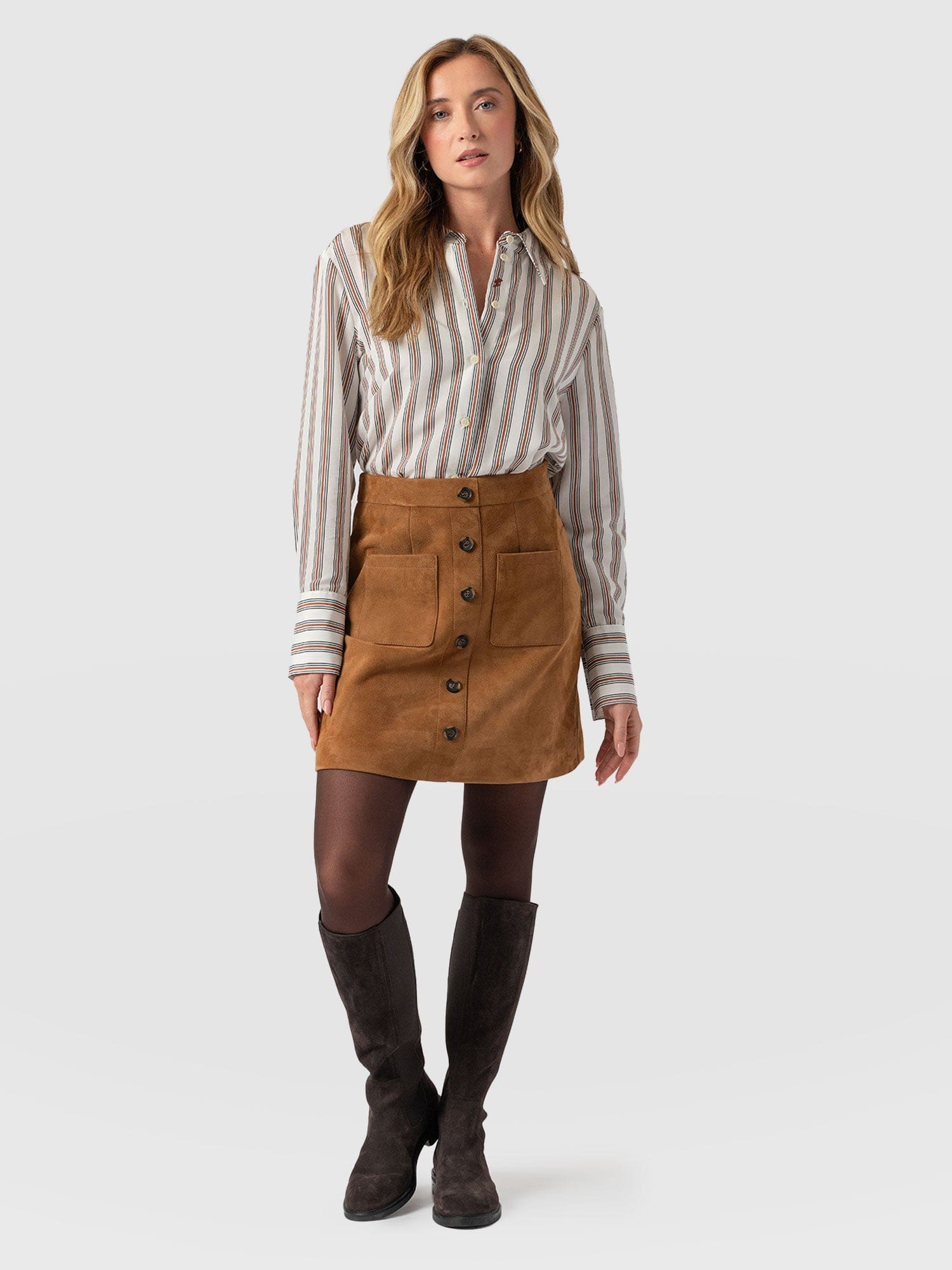 Luther Suede Mini Skirt - Camel  - Women's Skirts | Saint + Sofia® EU