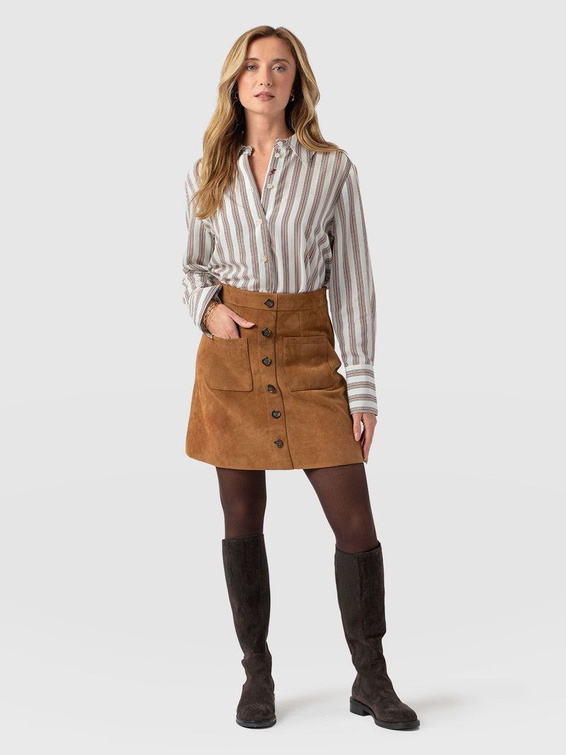 Luther Suede Mini Skirt - Camel  - Women's Skirts | Saint + Sofia® EU