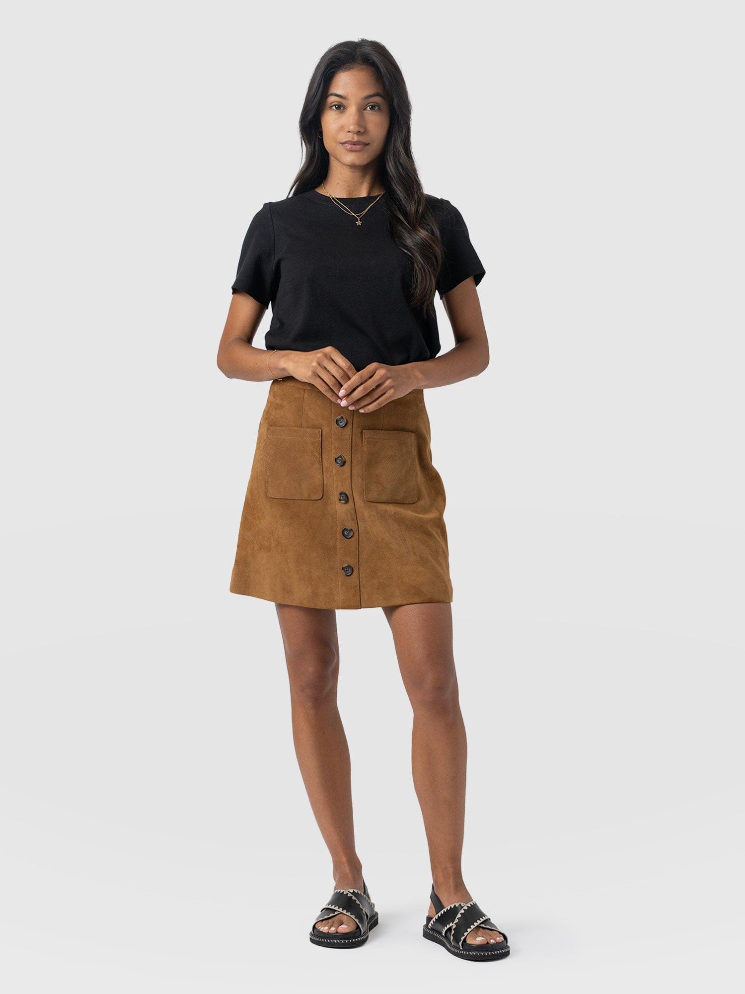 Luther Suede Mini Skirt - Camel  - Women's Skirts | Saint + Sofia® EU