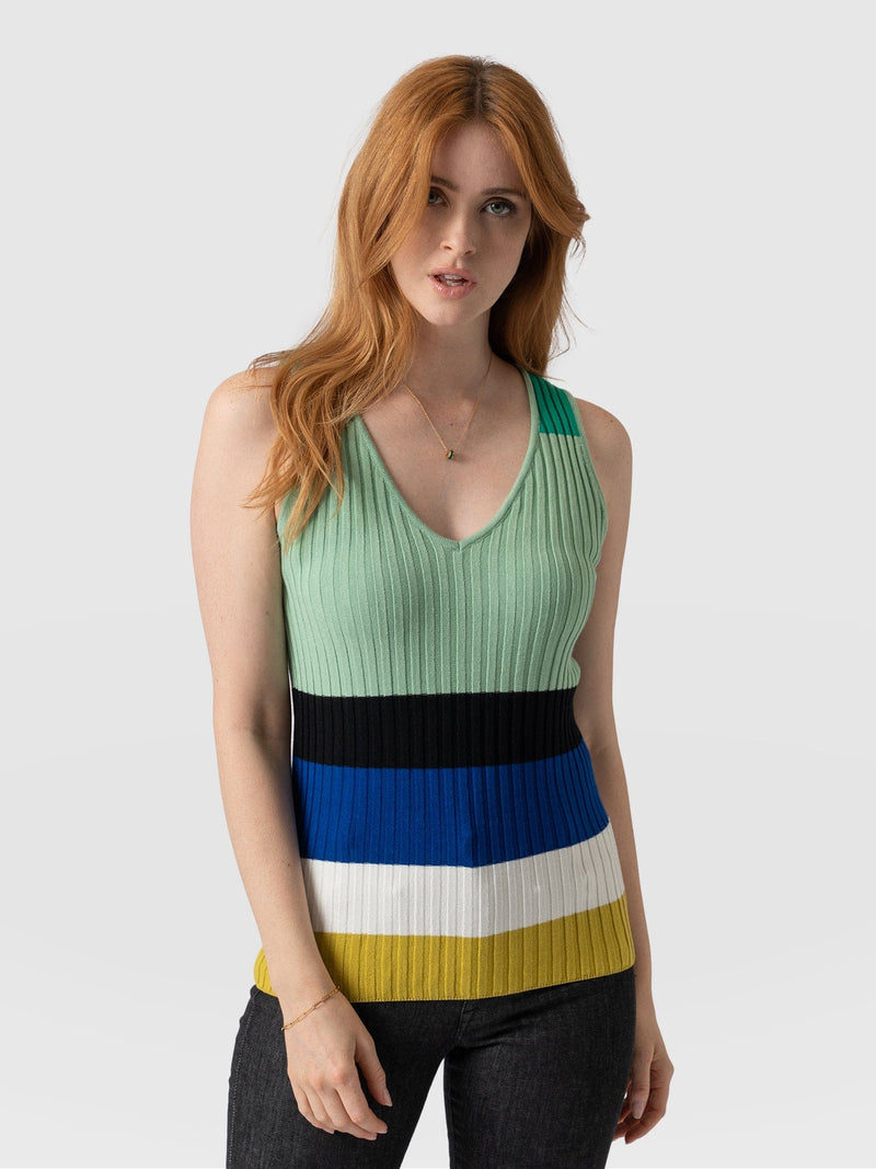 Maar Knit Vest Top Multi Stripe - Women's Tops | Saint + Sofia® EU