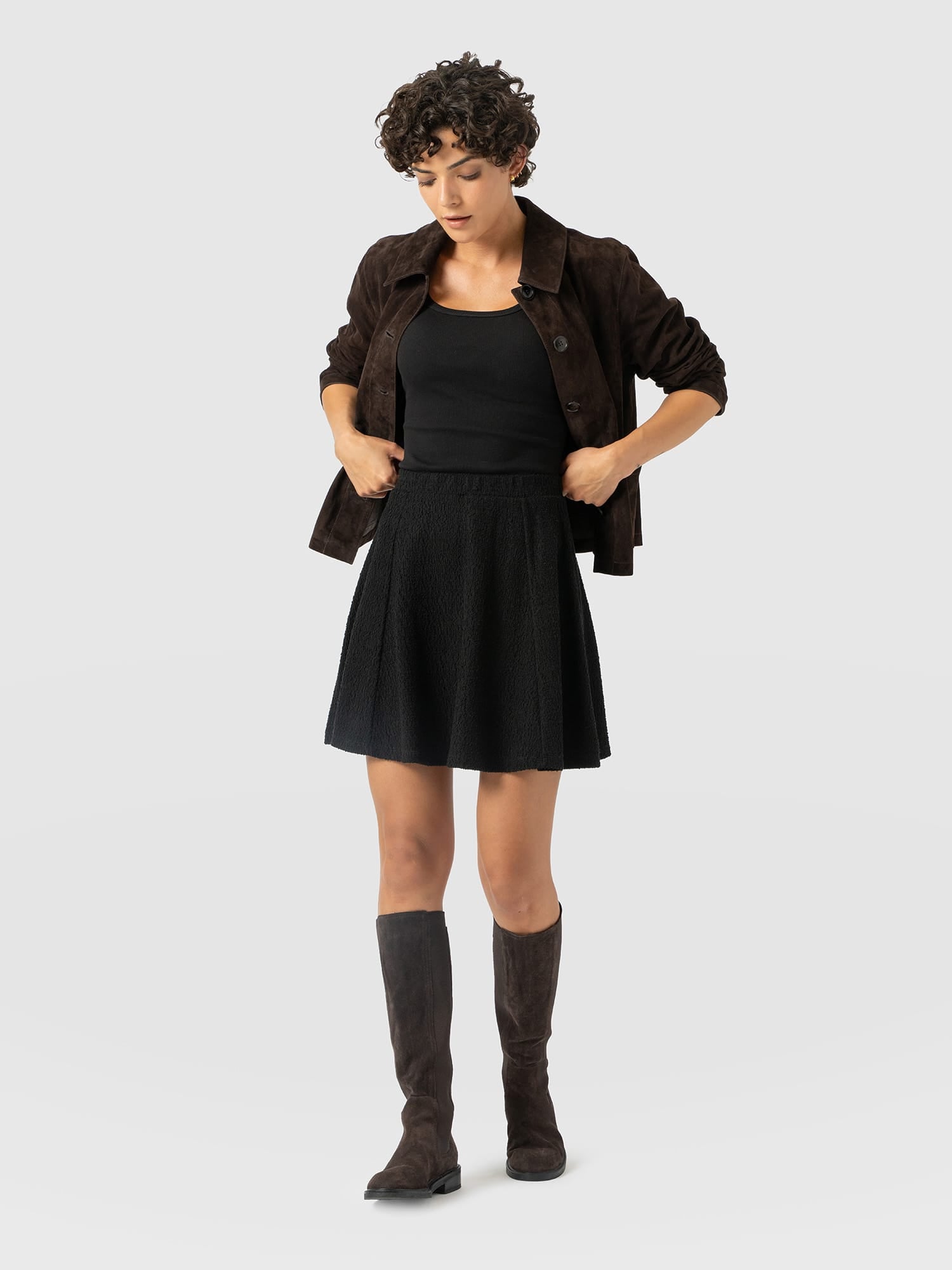 Macie Mini Skirt - Black Boucle - Women's Shorts | Saint and Sofia® EU