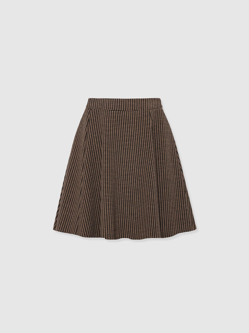Macie Mini Skirt - Brown Mini Houndstooth - Women's Shorts | Saint + Sofia® EU
