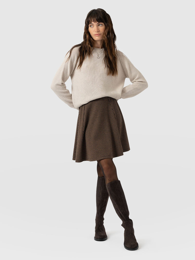 Macie Mini Skirt - Brown Mini Houndstooth - Women's Shorts | Saint + Sofia® EU