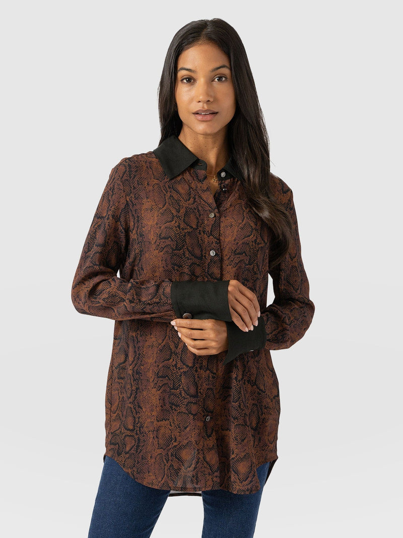 Madison Shirt Brown Snake - Women's Shirts | Saint + Sofia® EU