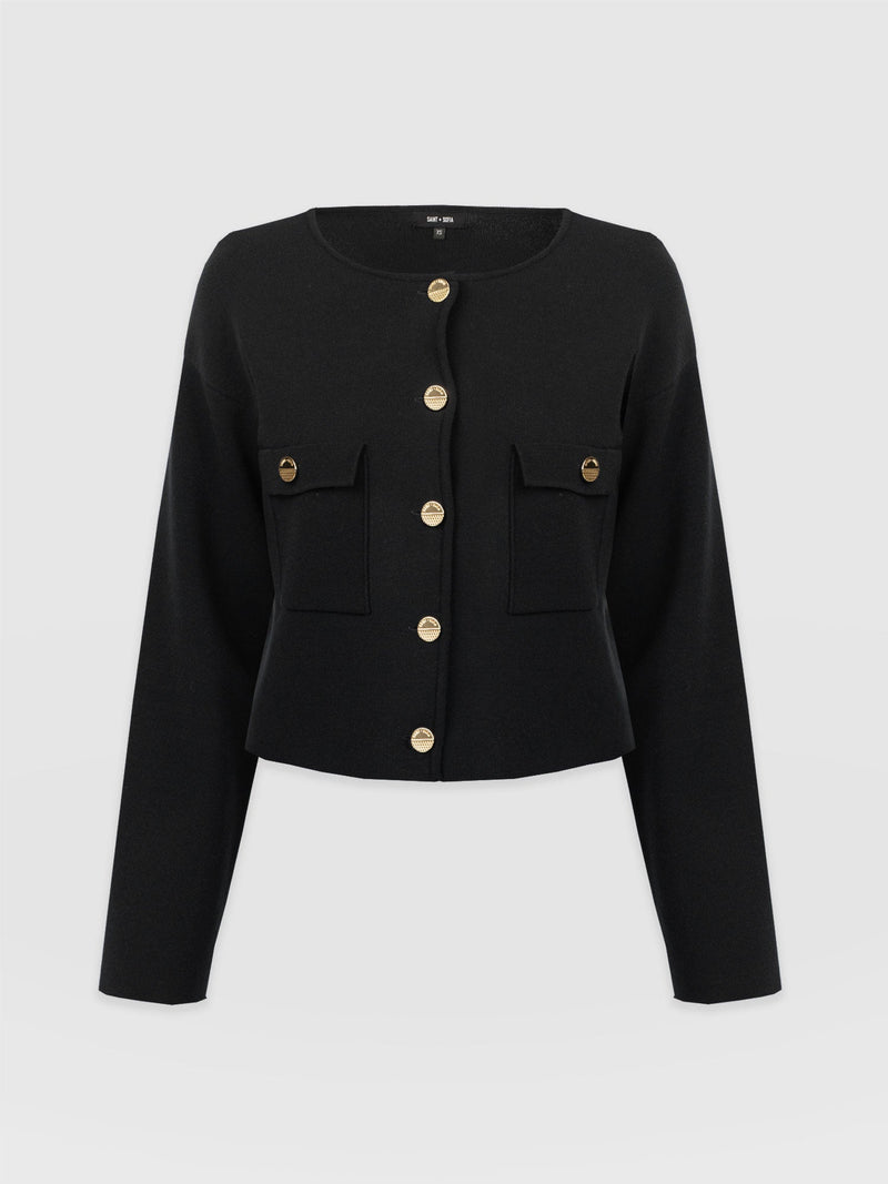 Maeva Knit Jacket - Black - Women's Jackets | Saint + Sofia® EU