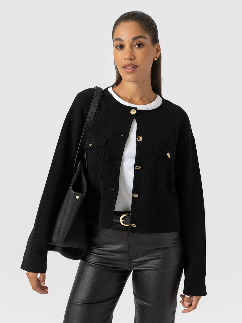 Maeva Knit Jacket - Black - Women's Jackets | Saint + Sofia® EU