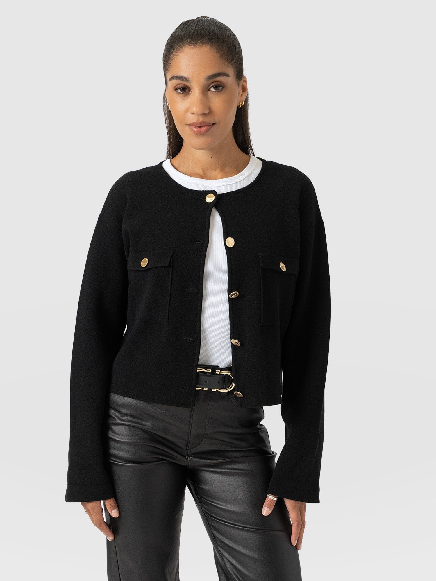 Maeva Knit Jacket - Black - Women's Jackets | Saint + Sofia® EU
