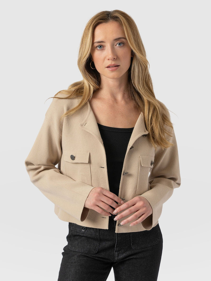 Maeva Knit Jacket Cream - Women's Wool Jacket | Saint + Sofia® EU