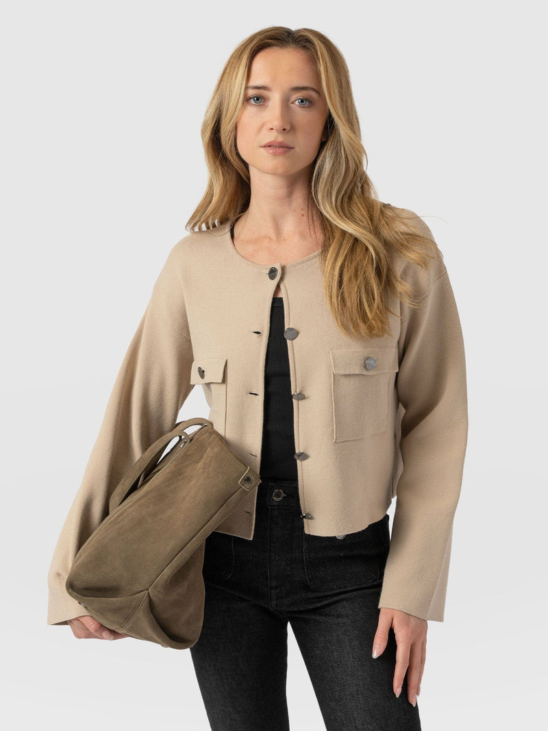 Maeva Knit Jacket Cream - Women's Wool Jacket | Saint + Sofia® EU