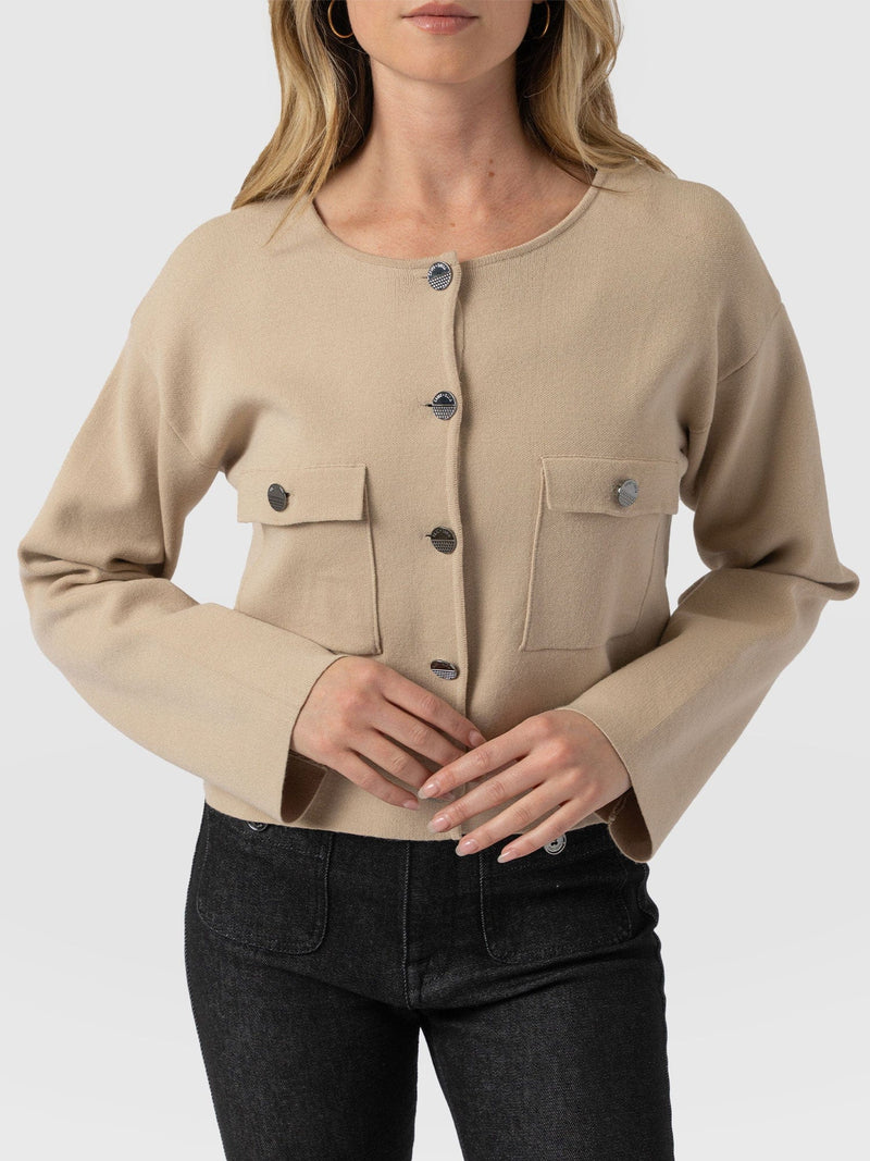 Maeva Knit Jacket Cream - Women's Wool Jacket | Saint + Sofia® EU