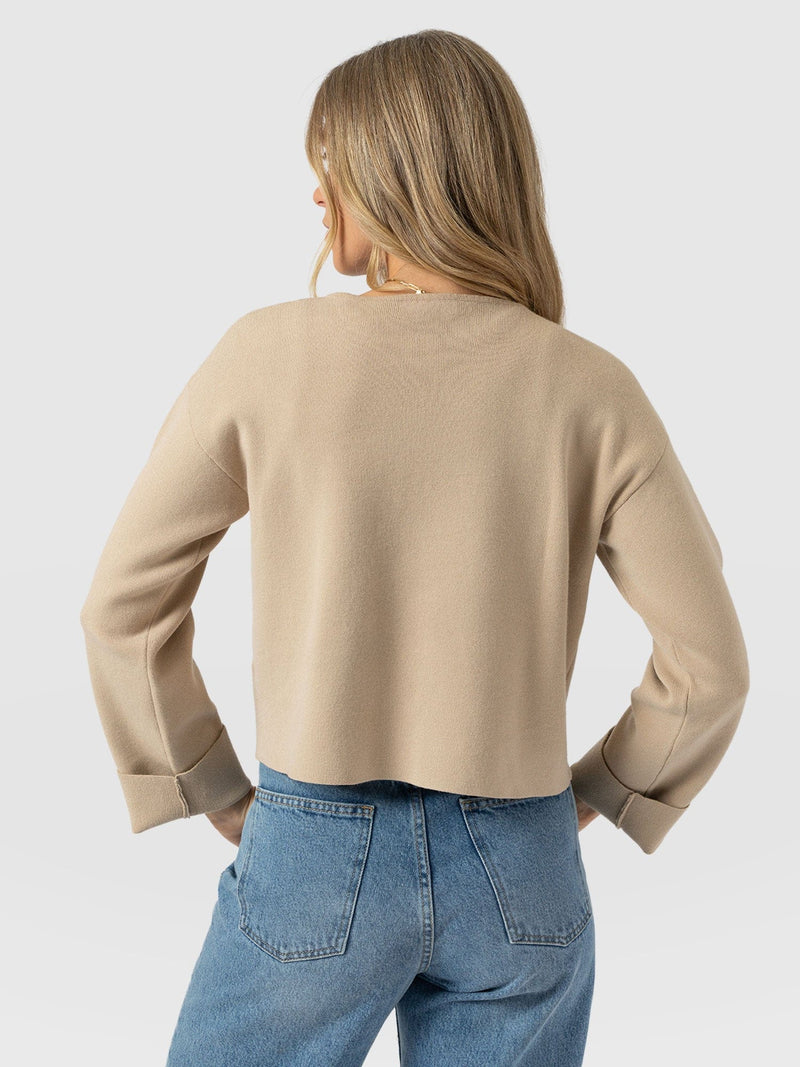 Maeva Knit Jacket Cream - Women's Wool Jacket | Saint + Sofia® EU