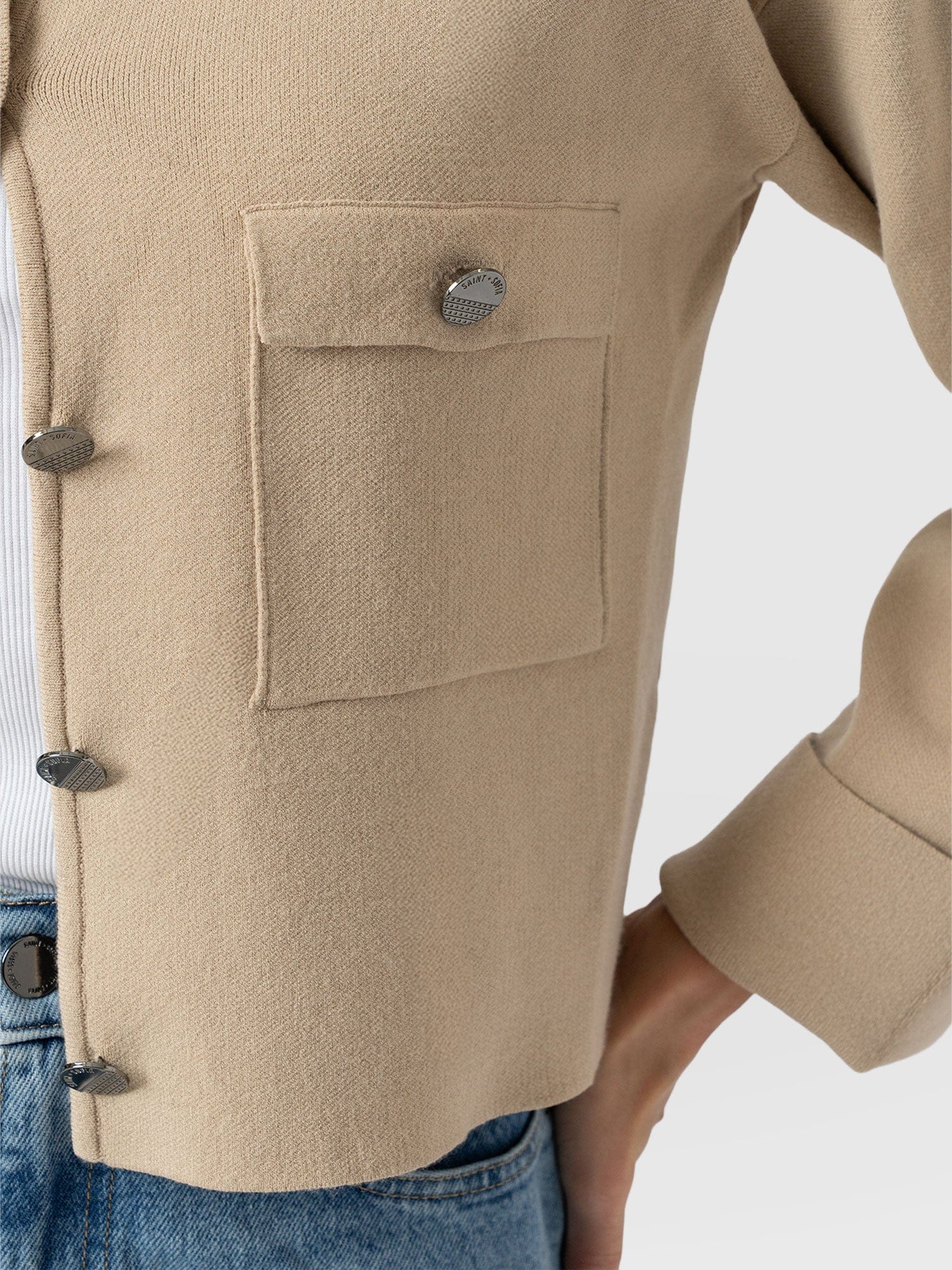 Maeva Knit Jacket Cream - Women's Wool Jacket | Saint + Sofia® EU