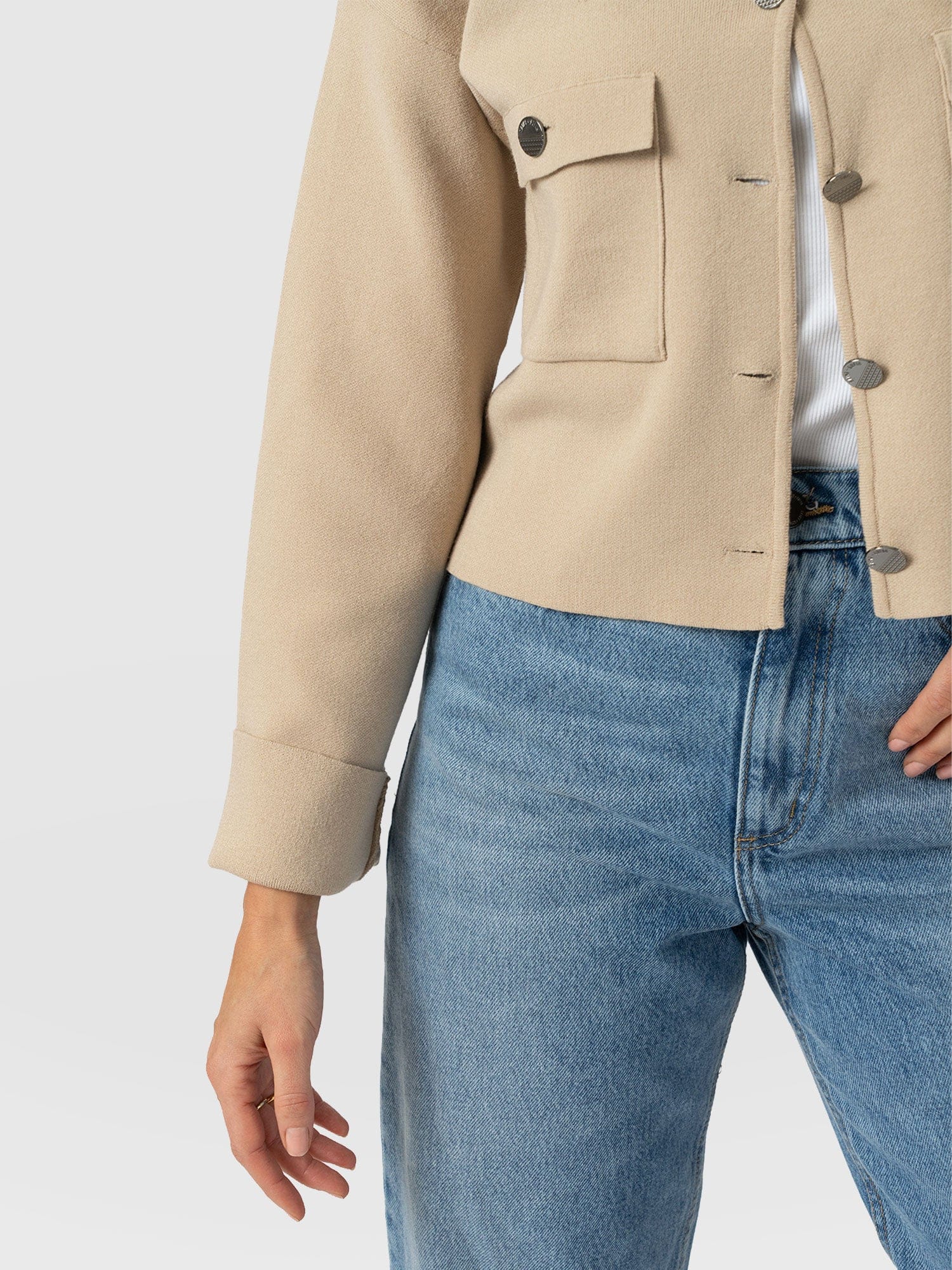 Maeva Knit Jacket Cream - Women's Wool Jacket | Saint + Sofia® EU
