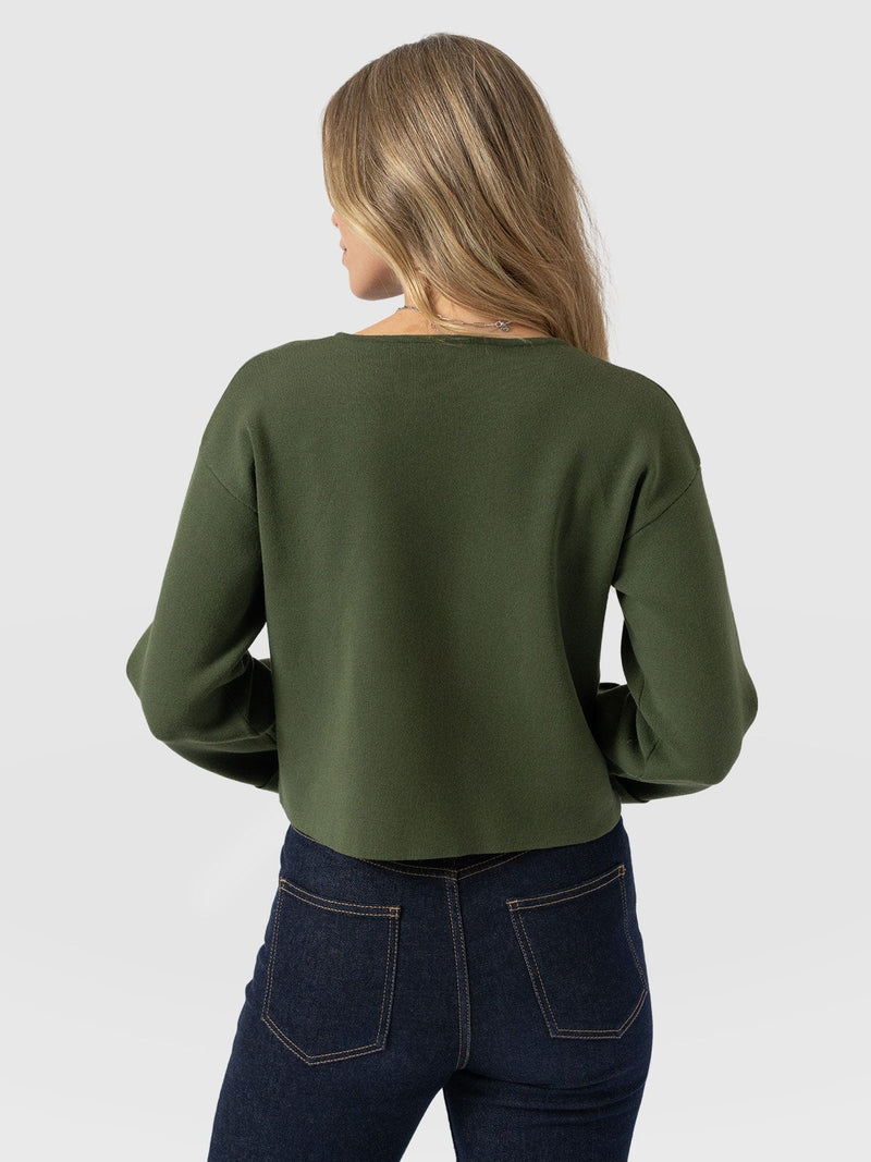 Maeva Knit Jacket - Khaki - Women's Knitwears | Saint + Sofia® EU