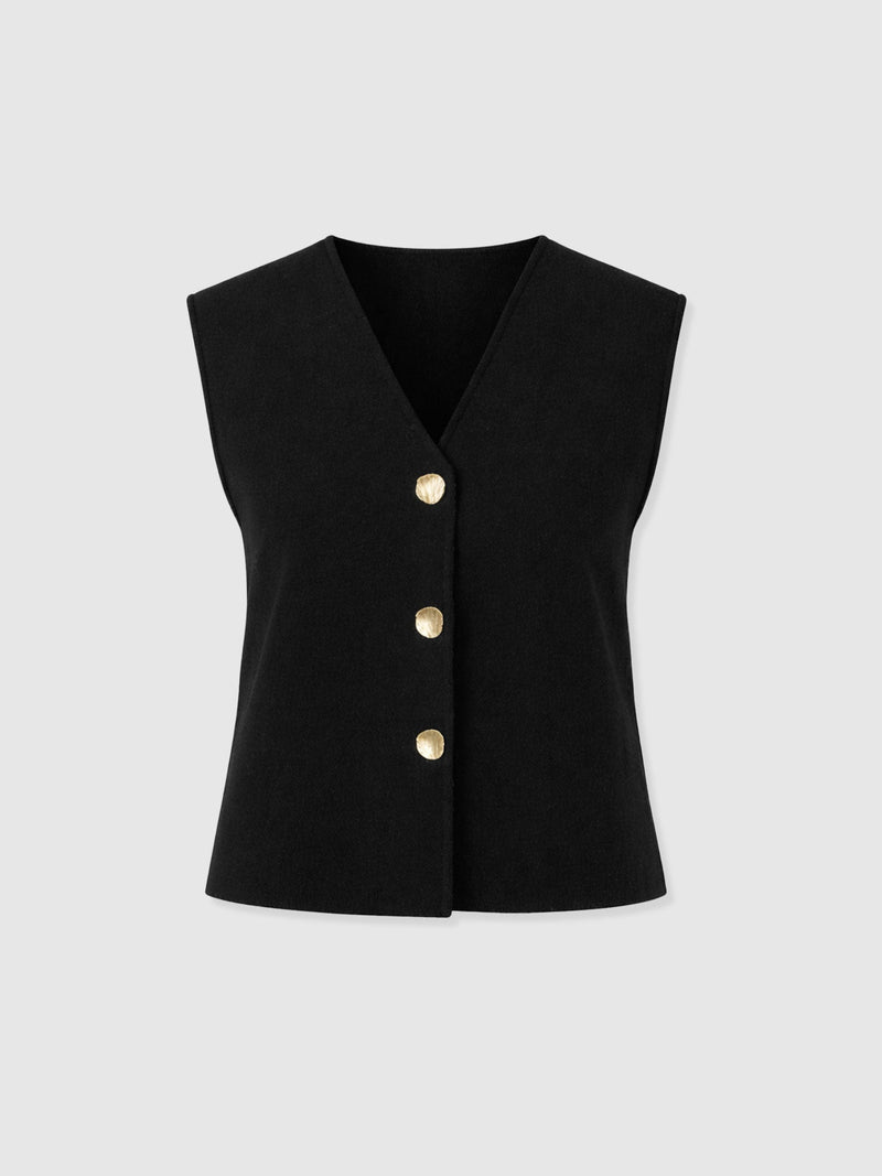 Maeva Knit Waistcoat - Black - Women's Jumpers | Saint + Sofia® EU