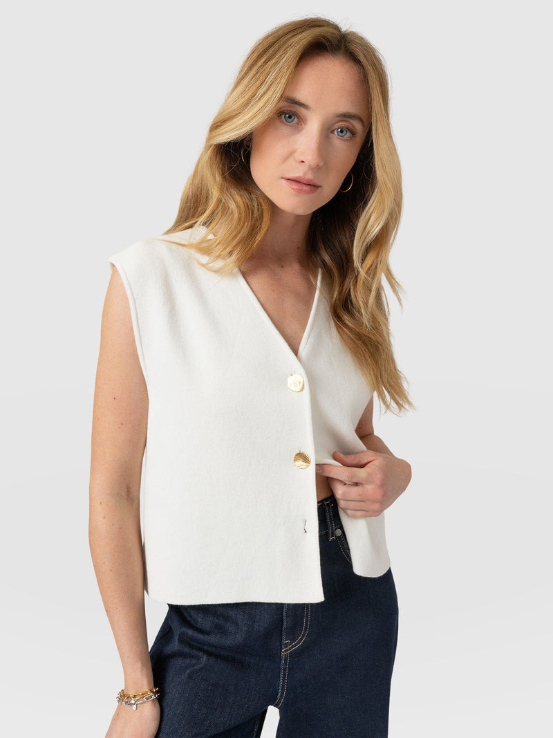 Maeva Knit Waistcoat - Cream - Women's Jumpers | Saint + Sofia® EU