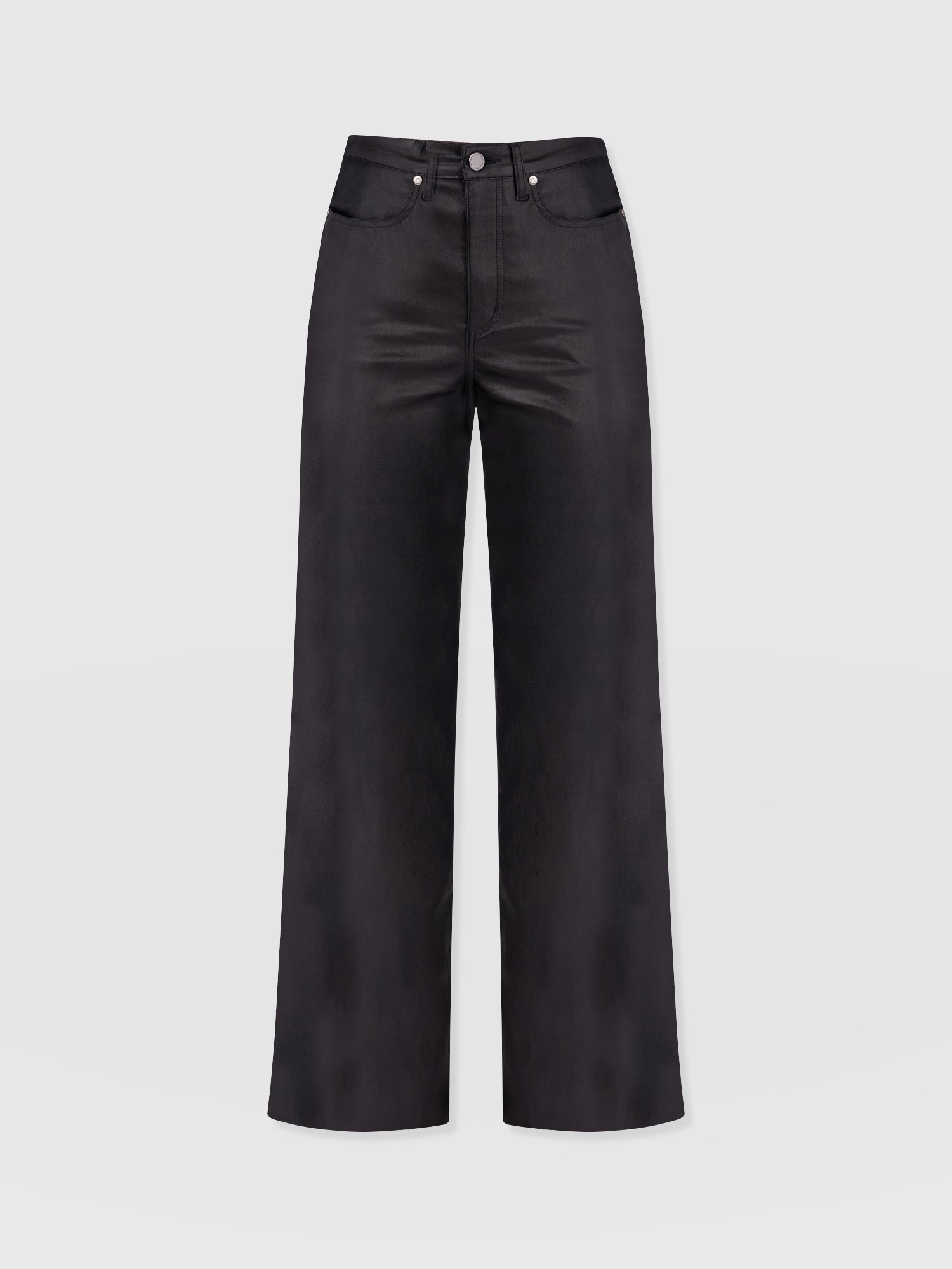 Maeve Wide Leg Pant Black Coated - Women's Trousers | Saint + Sofia® EU