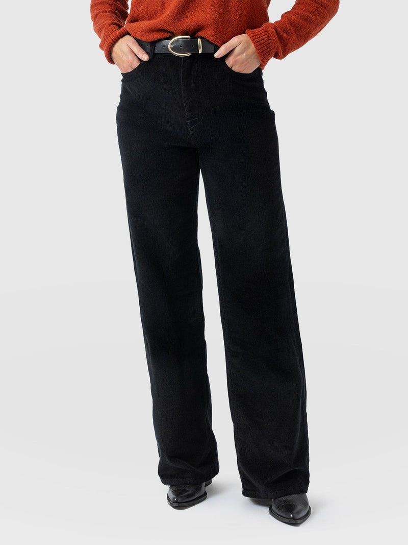Maeve Wide Leg Pant - Black Cord - Women's Trousers | Saint + Sofia® EU
