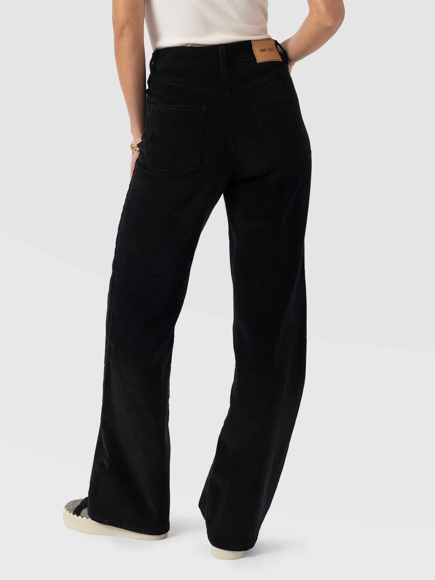 Maeve Wide Leg Pant - Black Cord - Women's Trousers | Saint + Sofia® EU