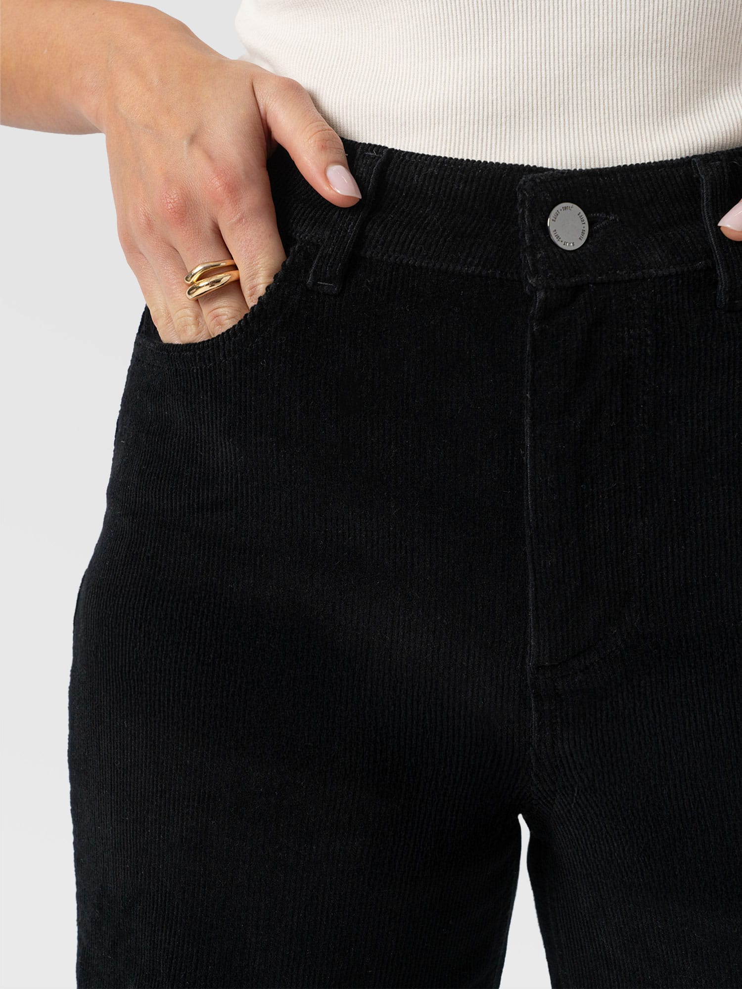 Maeve Wide Leg Pant - Black Cord - Women's Trousers | Saint + Sofia® EU