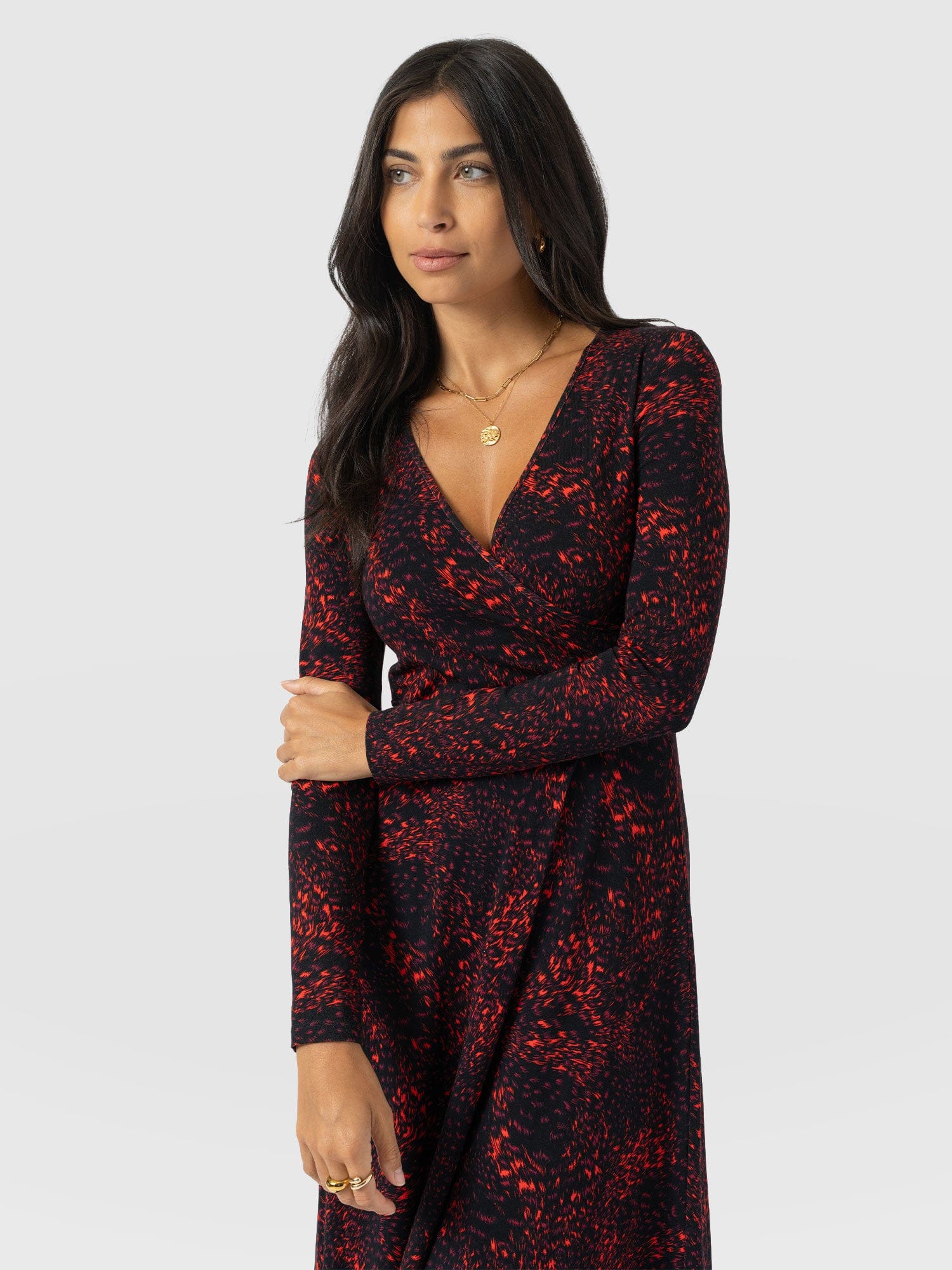Maggie Wrap Midi Dress - Red Fade Spot - Women's Dresses | Saint + Sofia® EU