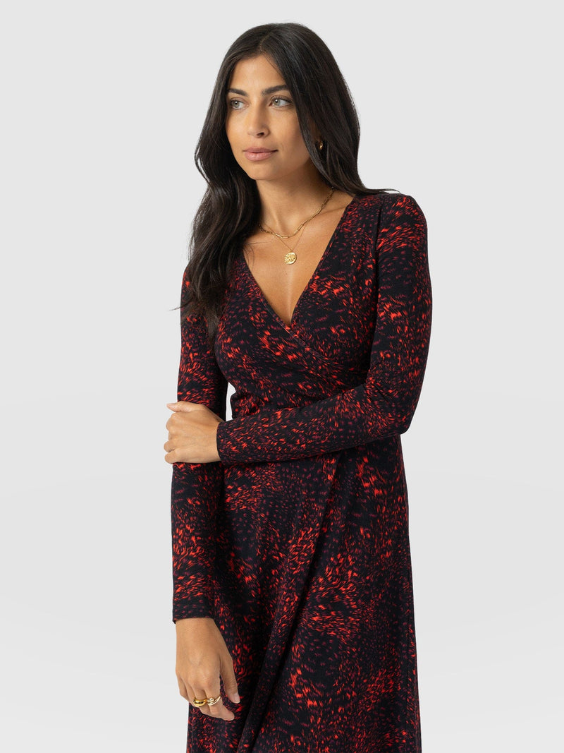 Maggie Wrap Midi Dress - Red Fade Spot - Women's Dresses | Saint + Sofia® EU