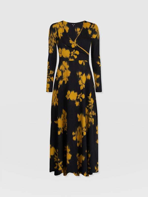 Maggie Wrap Midi Dress Yellow Fade Floral - Women's Dresses | Saint + Sofia® EU