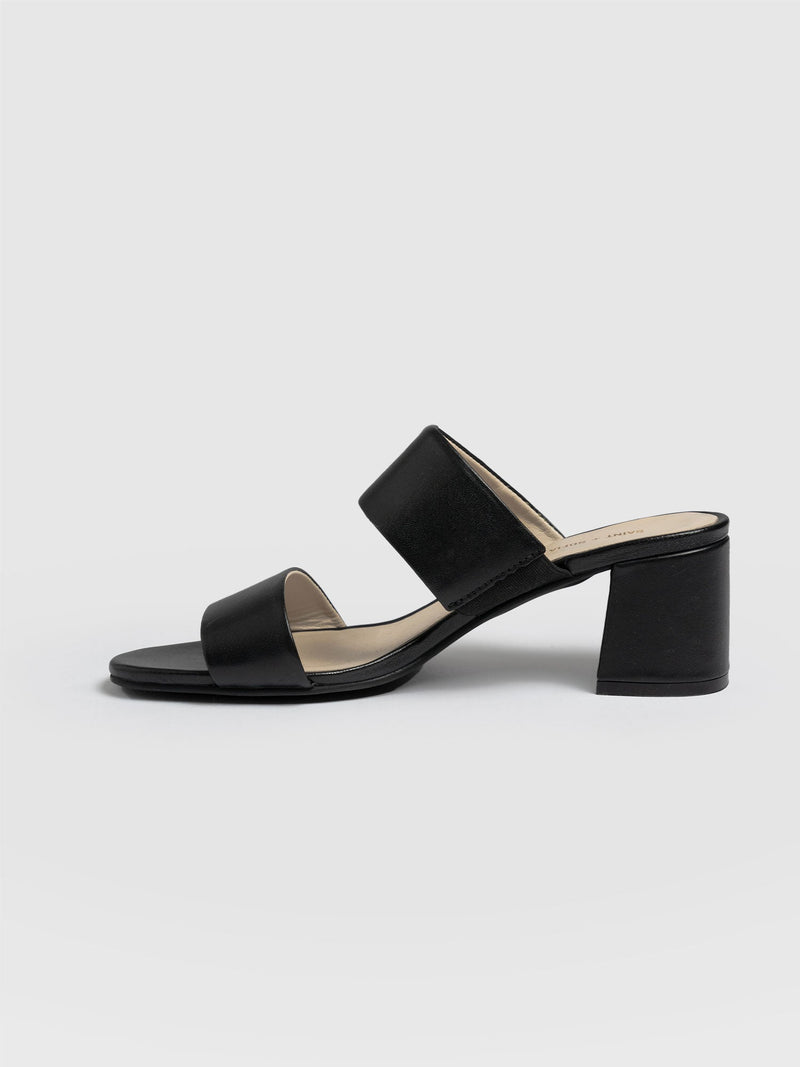 Maida Block Heeled Mules Black - Women's Shoes | Saint + Sofia® EU