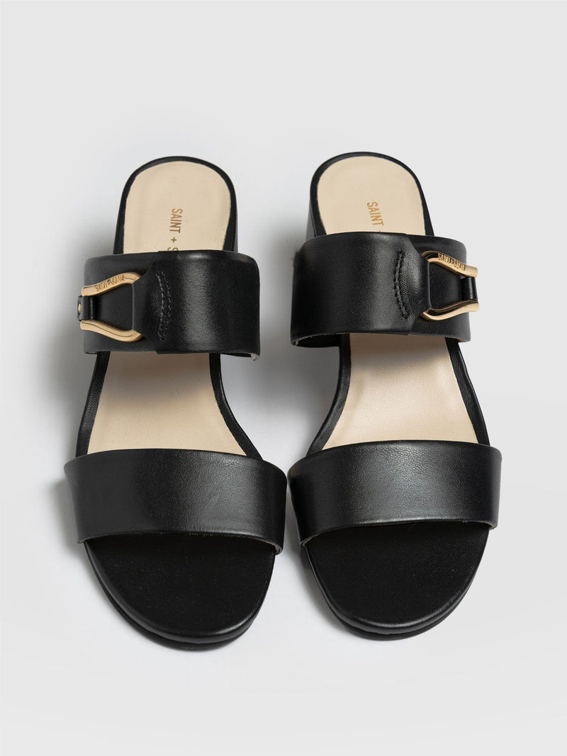 Maida Block Heeled Mules Black - Women's Shoes | Saint + Sofia® EU