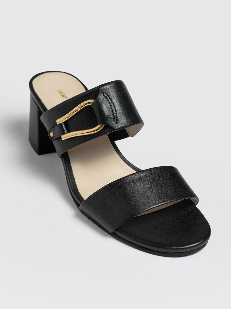 Maida Block Heeled Mules Black - Women's Shoes | Saint + Sofia® EU