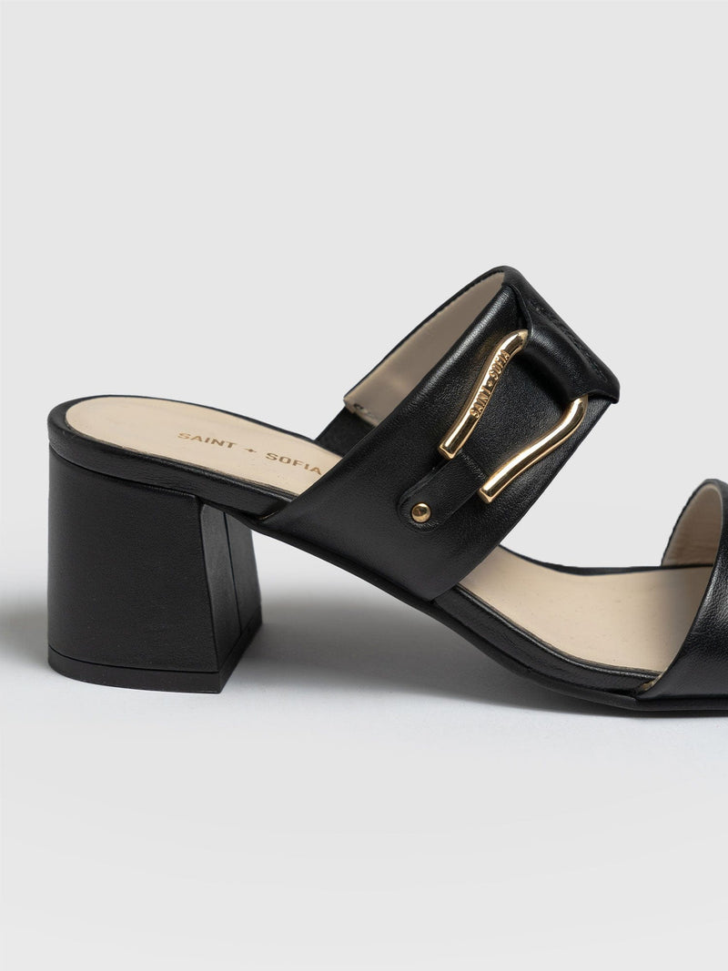 Maida Block Heeled Mules Black - Women's Shoes | Saint + Sofia® EU