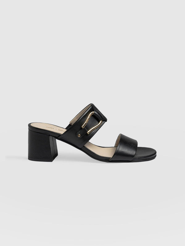 Maida Block Heeled Mules Black - Women's Shoes | Saint + Sofia® EU