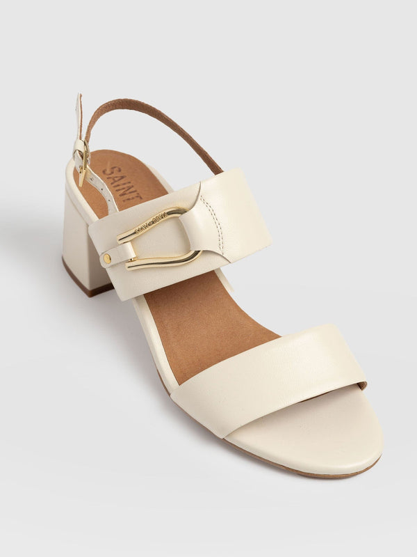 Maida Block Heeled Mules - Cream - Women's Shoes | Saint + Sofia® EU