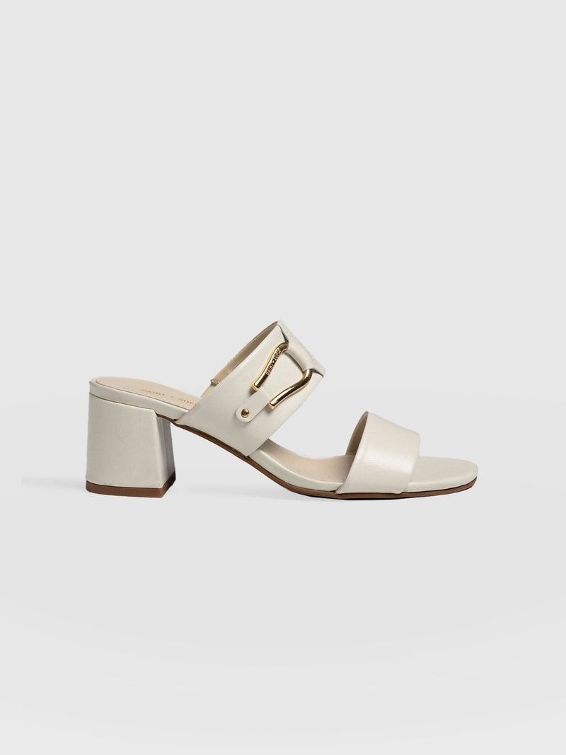 Maida Block Heeled Mules Cream - Women's Shoes | Saint + Sofia® EU