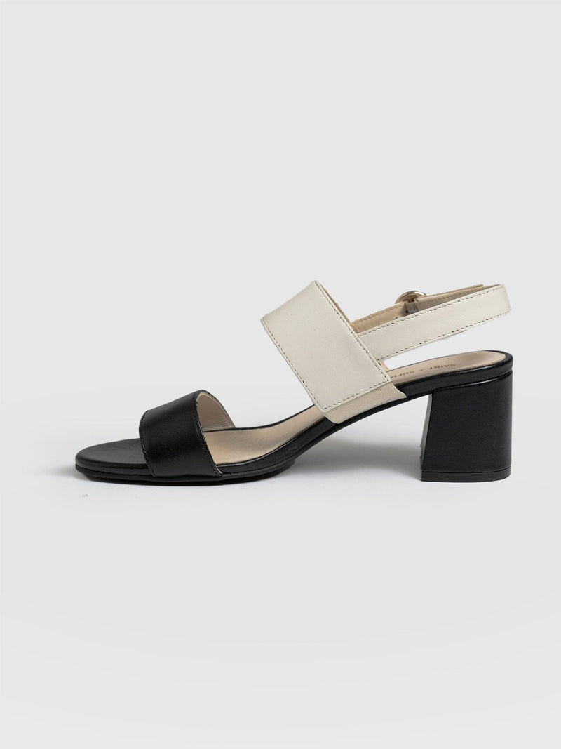 Maida Block Heeled Sandal Cream & Black - Women's Shoes | Saint + Sofia® EU