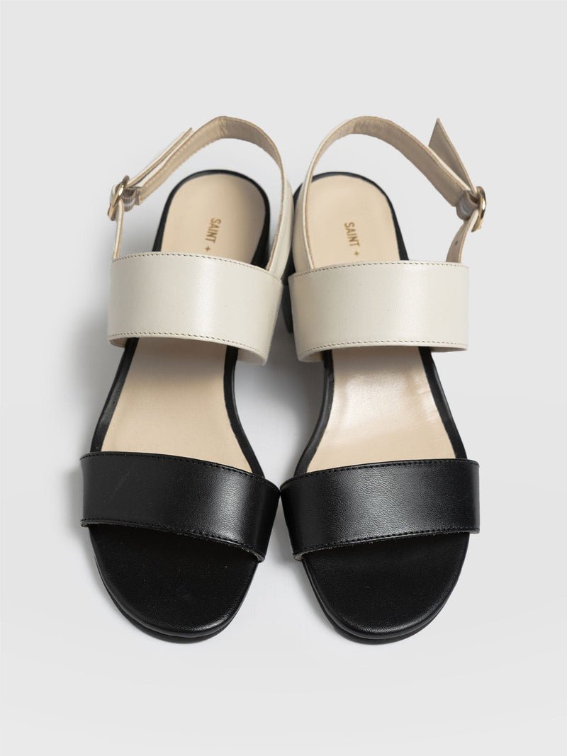 Maida Block Heeled Sandal Cream & Black - Women's Shoes | Saint + Sofia® EU