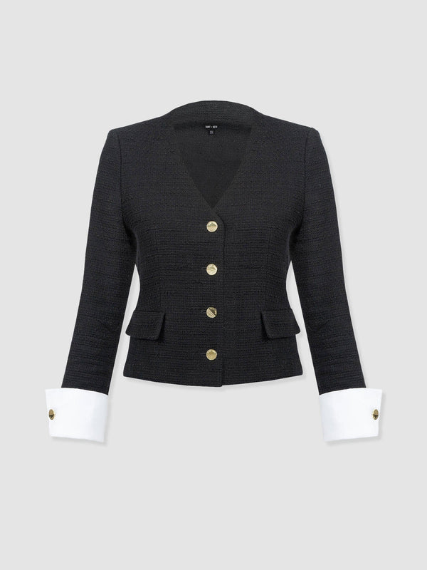 Margot V Neck Jacket - Black - Women's Jackets | Saint + Sofia? EU
