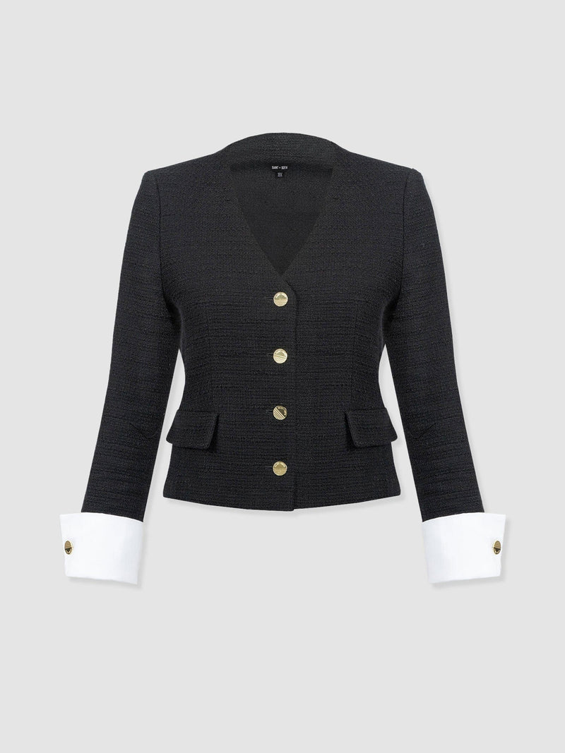 Margot V Neck Jacket - Black - Women's Jackets | Saint + Sofia? EU