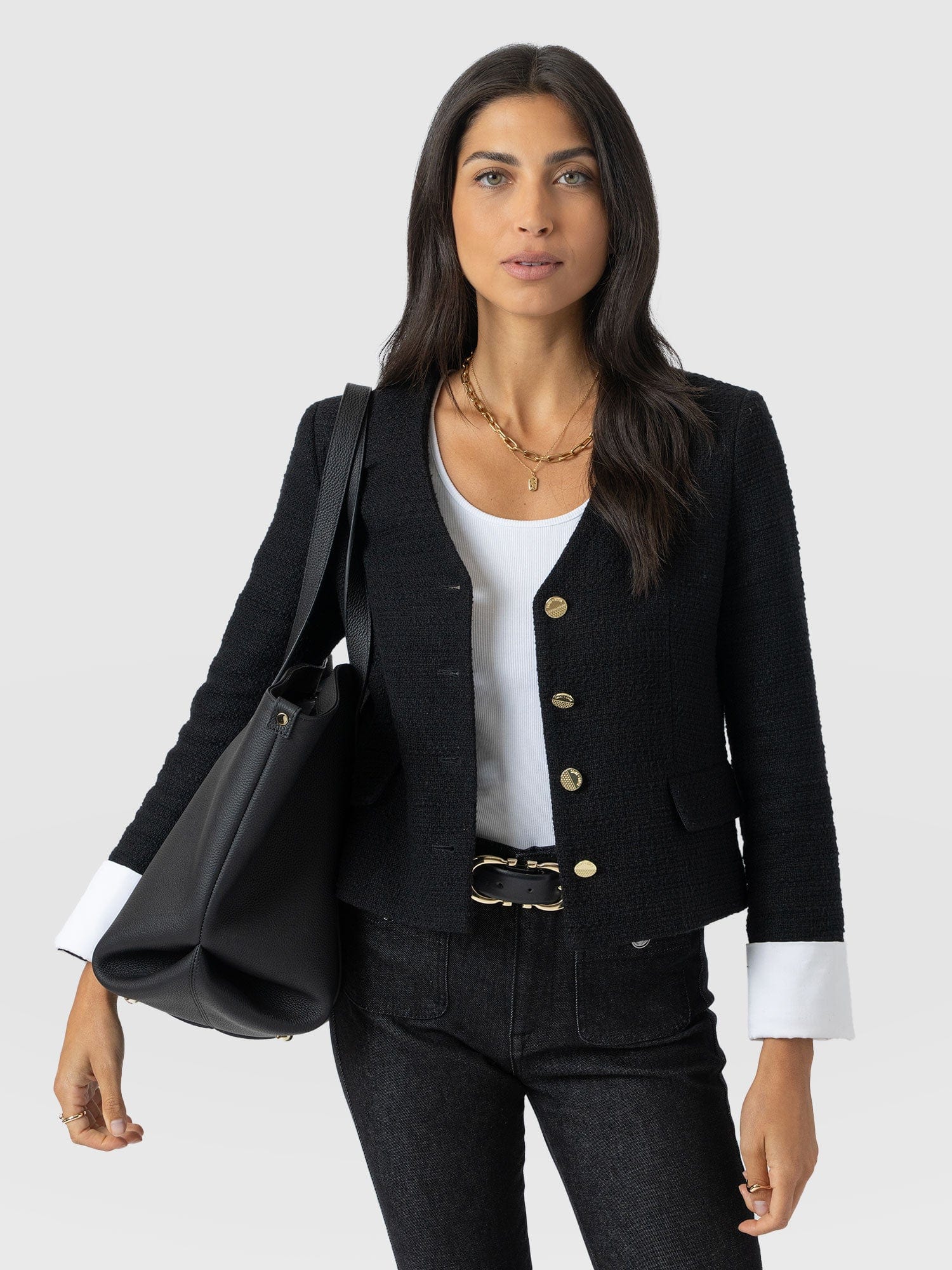 Margot V Neck Jacket - Black - Women's Jackets | Saint + Sofia? EU