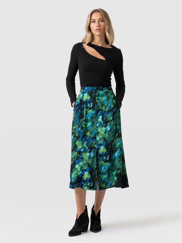 Marina Midi Skirt Green Satellite - Women's Skirts | Saint + Sofia® EU