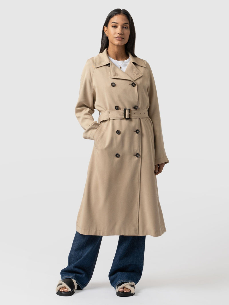 Marion Double Breasted Trench Beige - Women's Overcoats | Saint + Sofia® EU