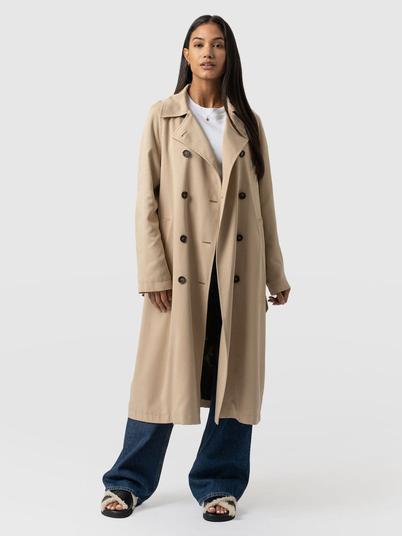 Marion Double Breasted Trench Beige - Women's Overcoats | Saint + Sofia® EU