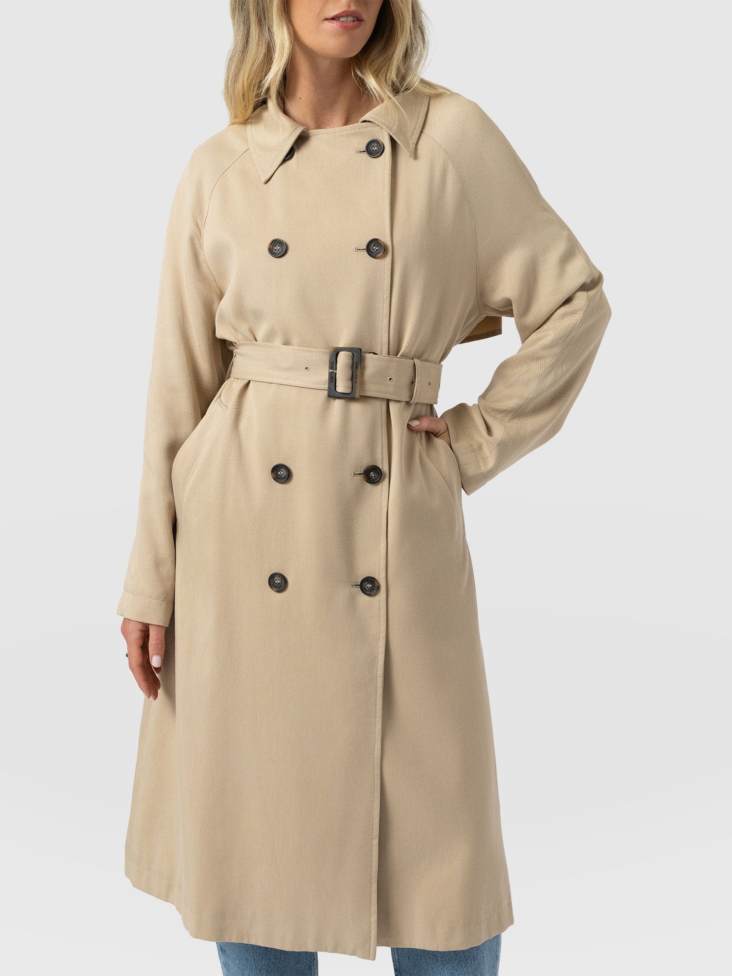 Marion Double Breasted Trench Beige - Women's Overcoats | Saint + Sofia® EU